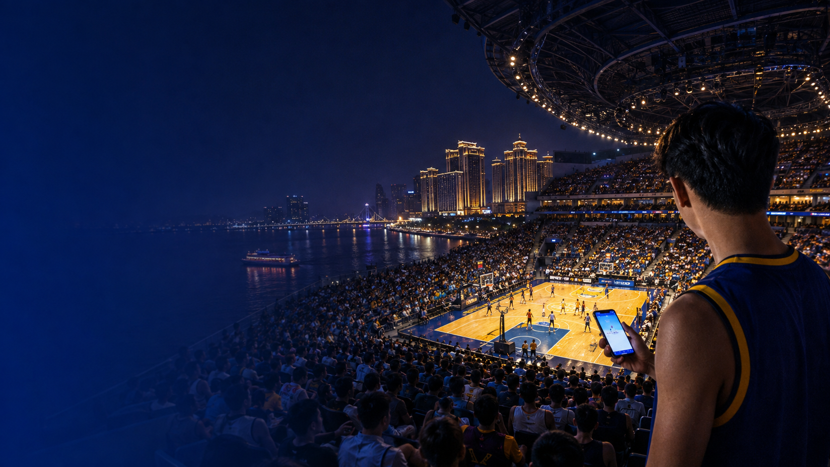 Basketball fan at an arena during an NBA Macao game night