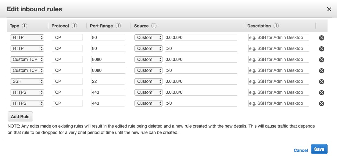 EC2 Edit Inbound Rules