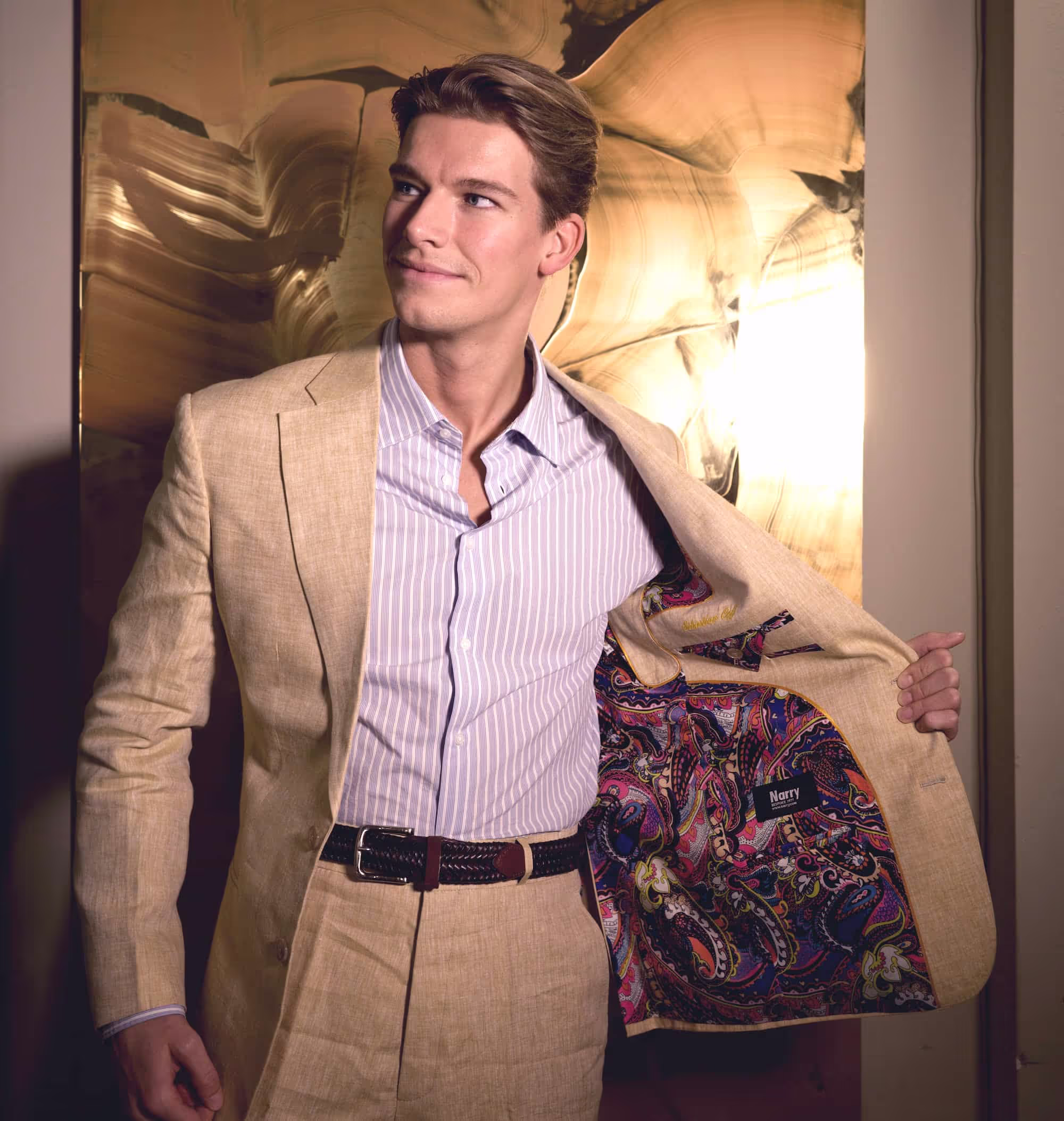 man beige suit