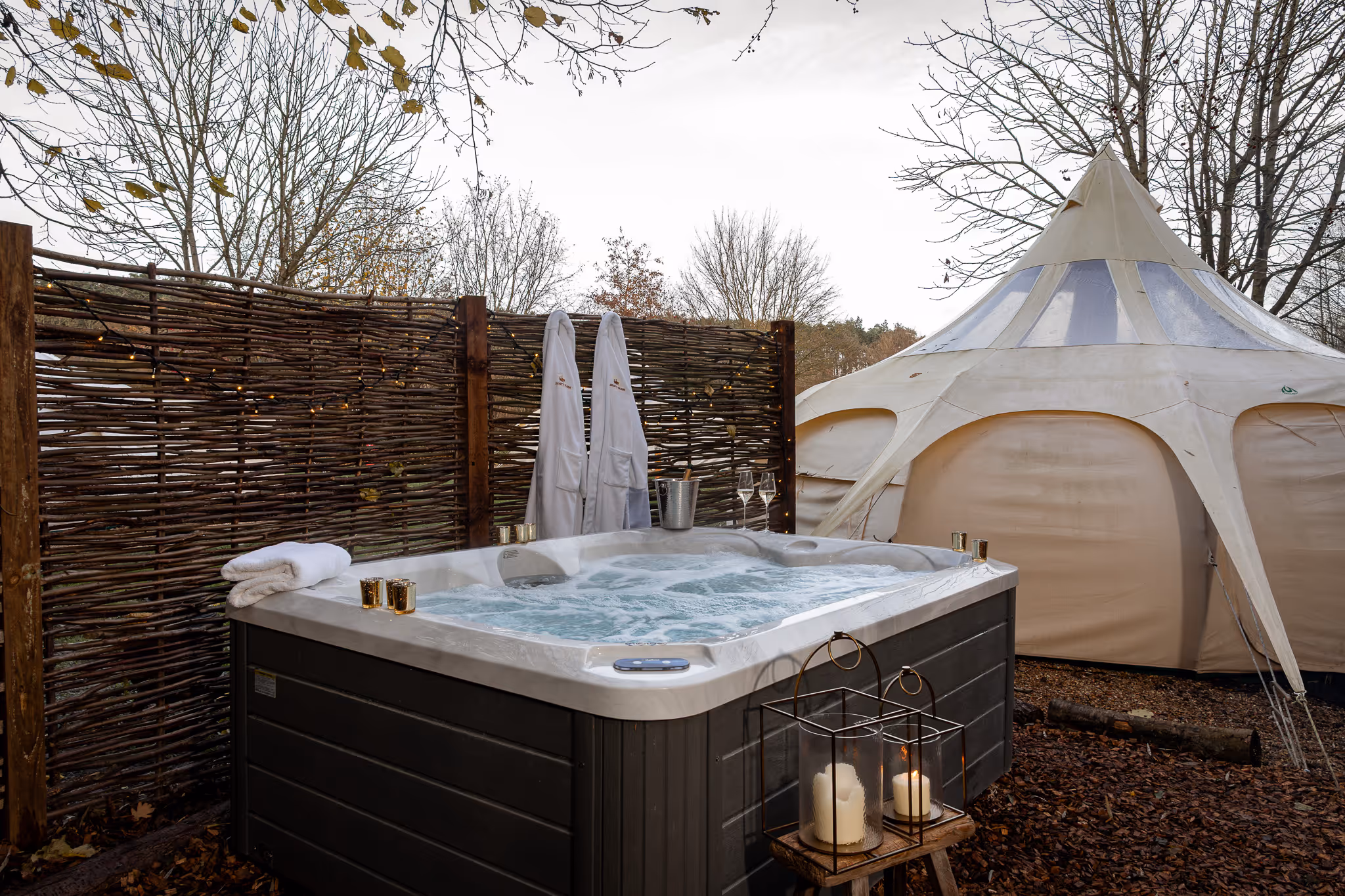Stargazer Bell Tent with hot tub