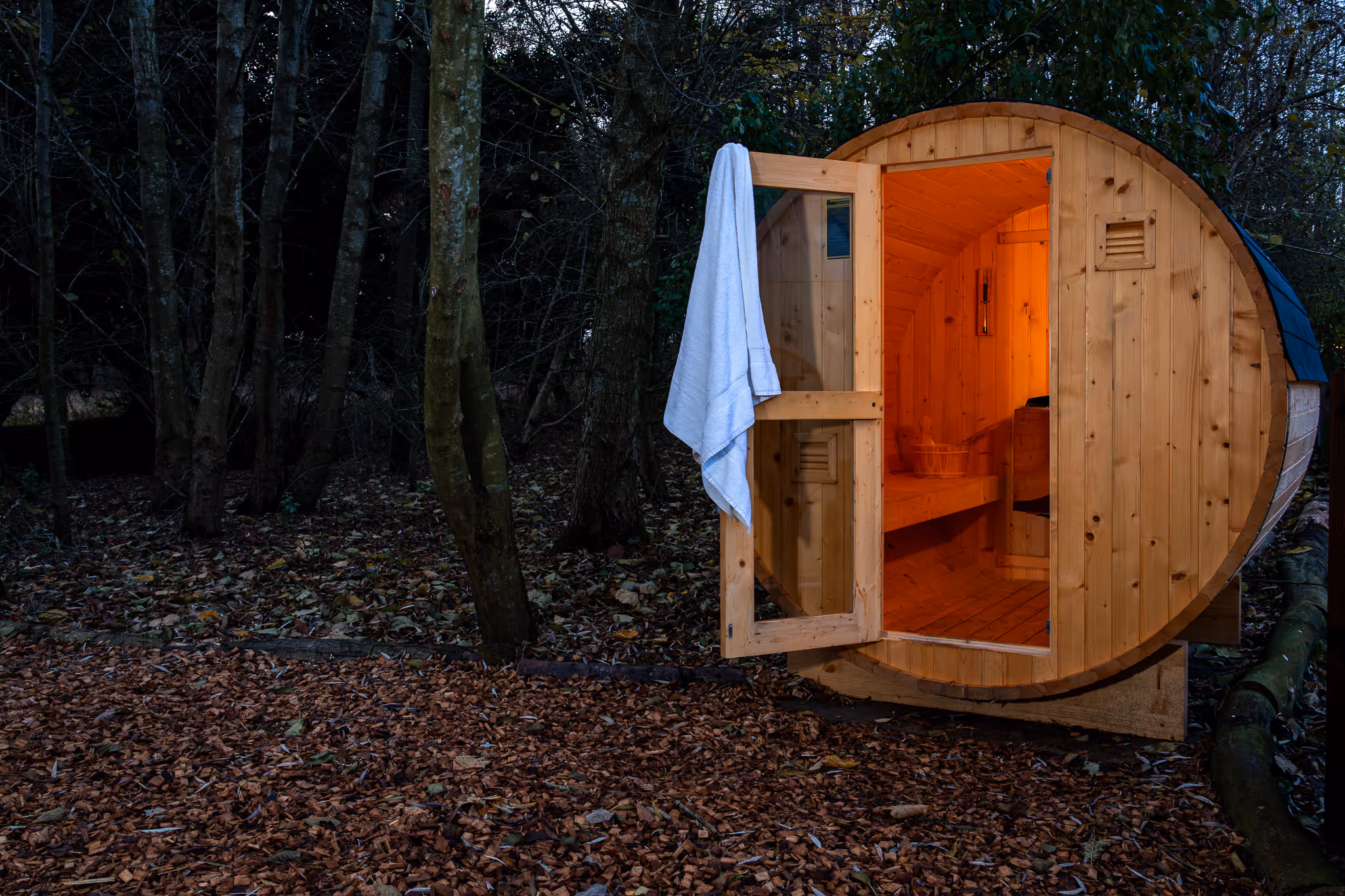 Stargazer featuring a barrel sauna