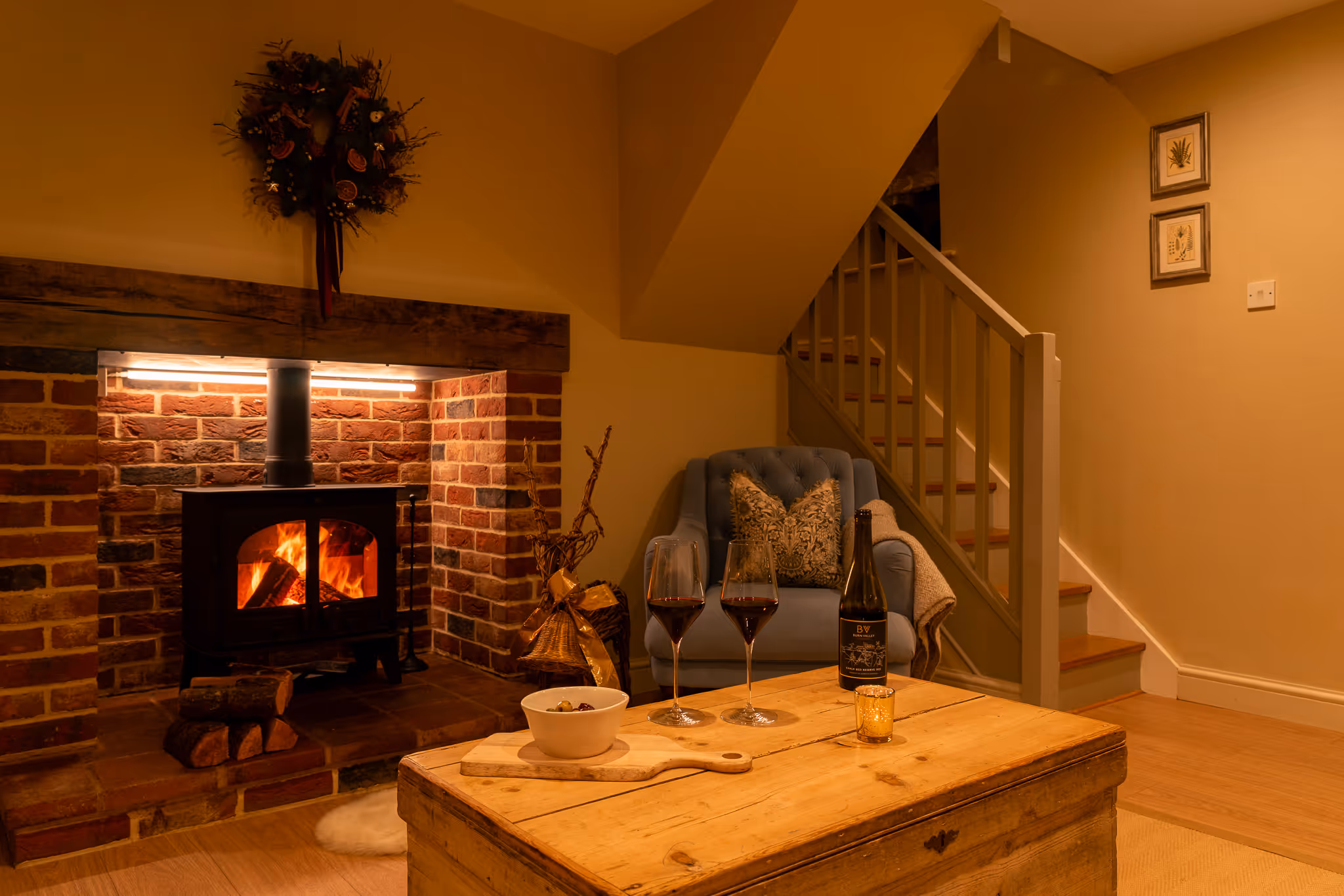 Hare Cottage at night