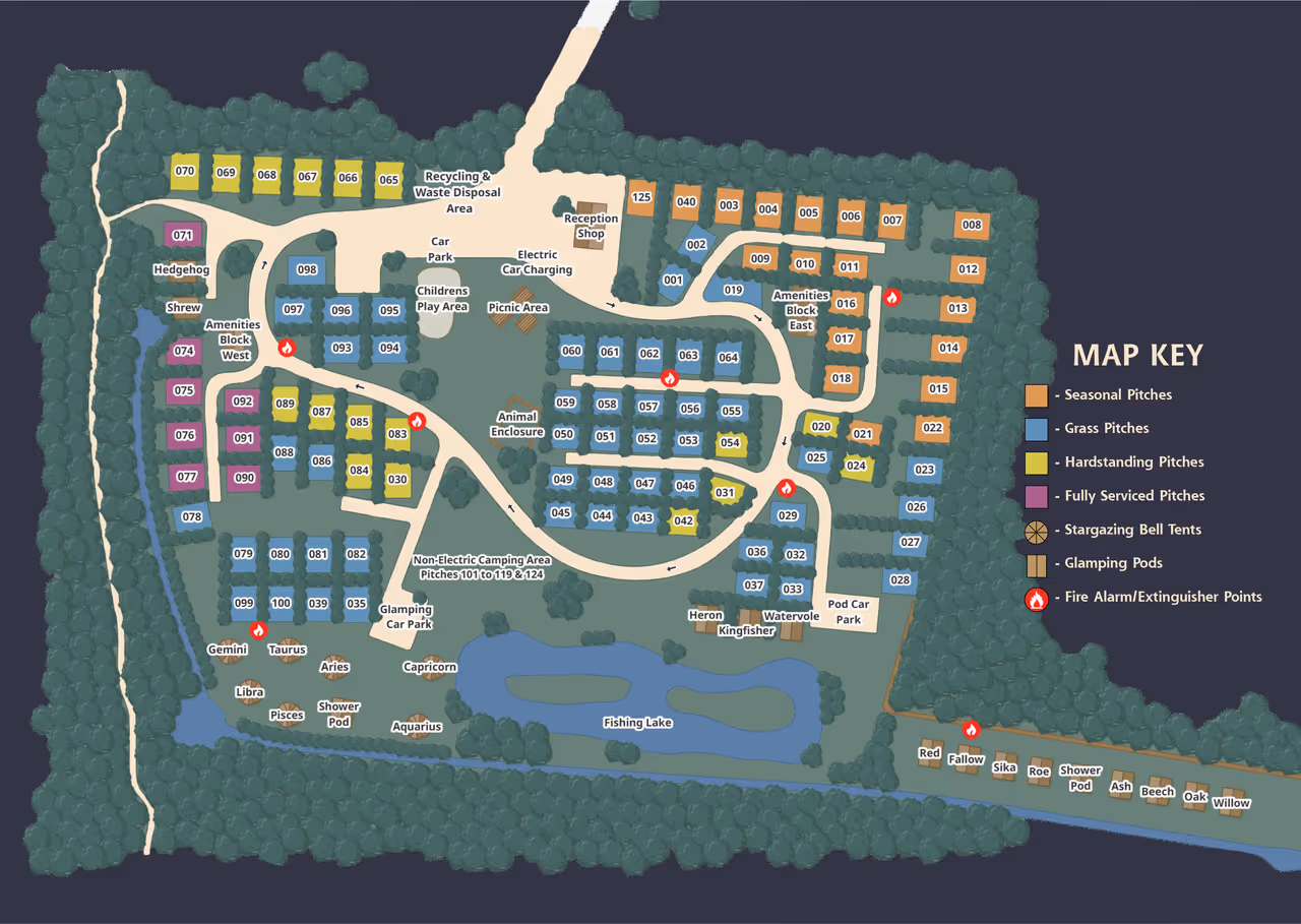 Deer's Glade Site Map with Key