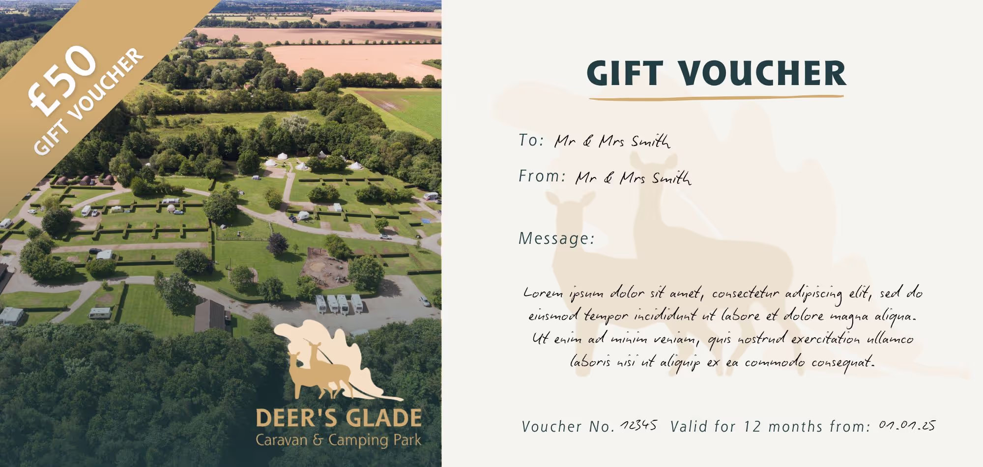 Deer's Glade Gift Voucher Example