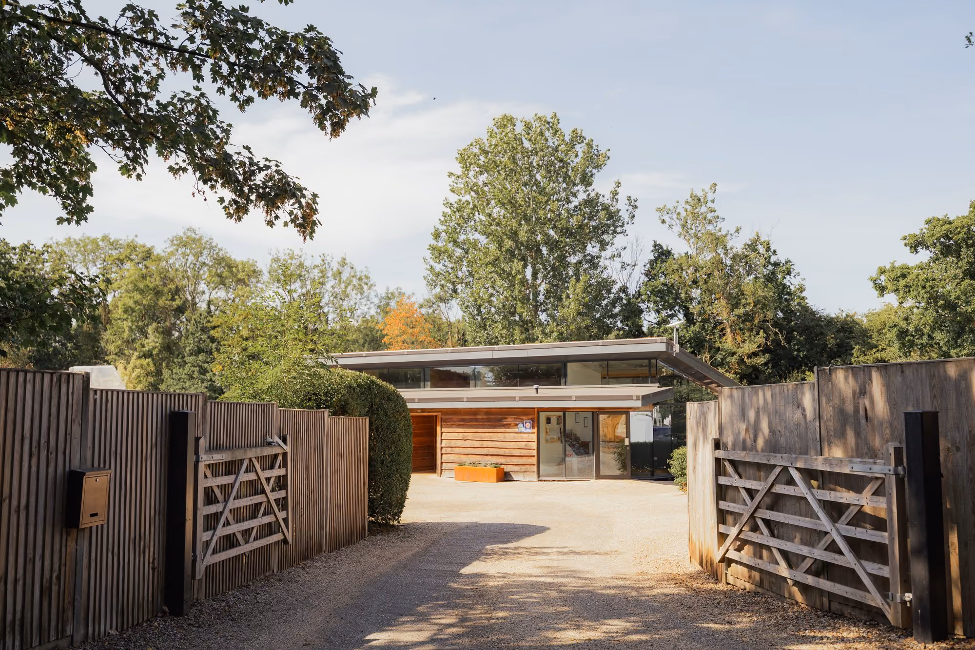 Entrance to Deer’s Mead facilities building.