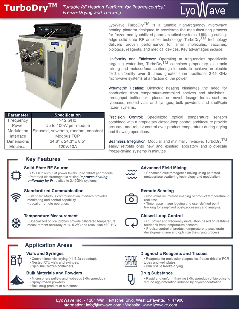 Lyowave TurboDry™ Data Brochure