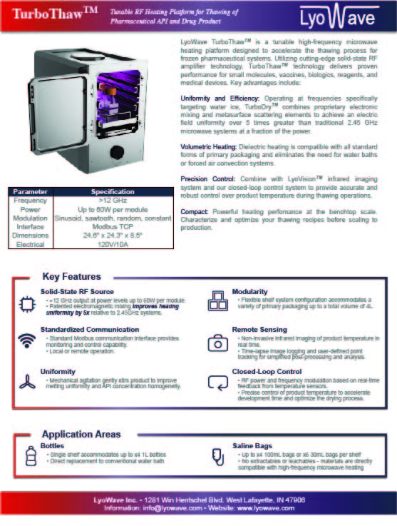 Lyowave TurboDry™ Data Brochure