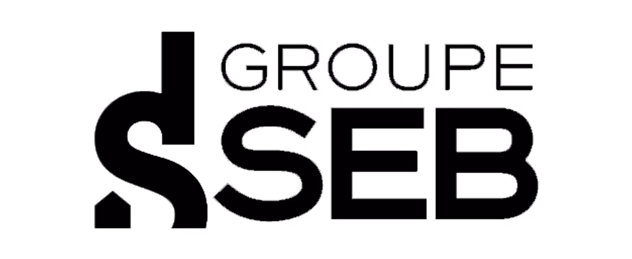 Logo avec le texte GROUPE SEB en noir avec une ligne verticale séparant les mots.