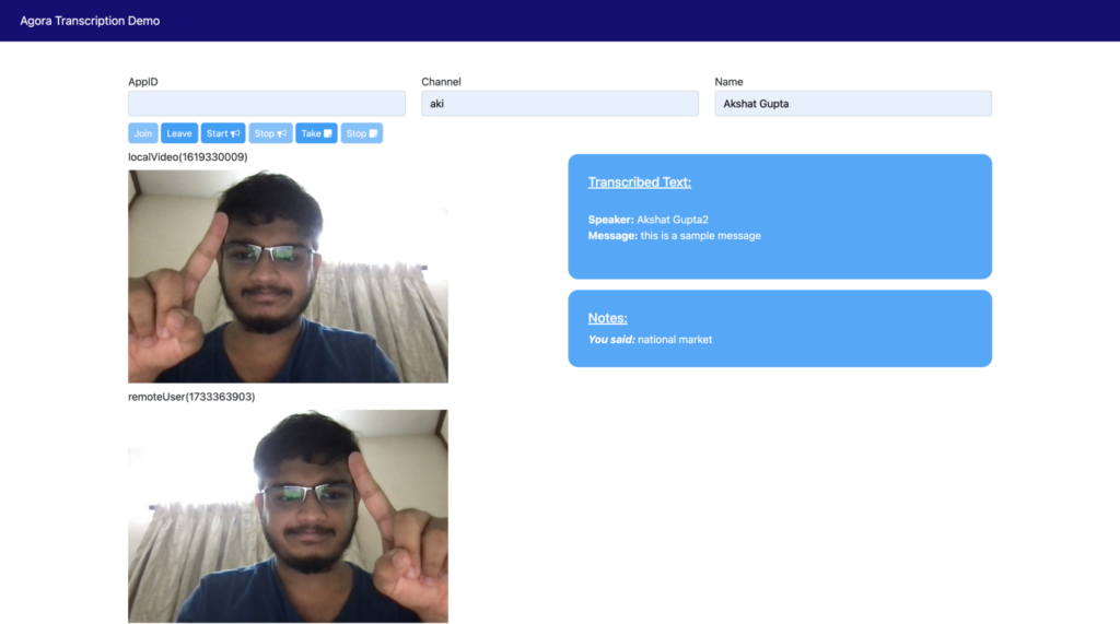 Building Your Own Transcription Service Within a Video Call Web App - Screenshot #5