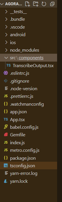 Build a Video Call Application with Transcription With React Native and Agora SDK - Structure of the application