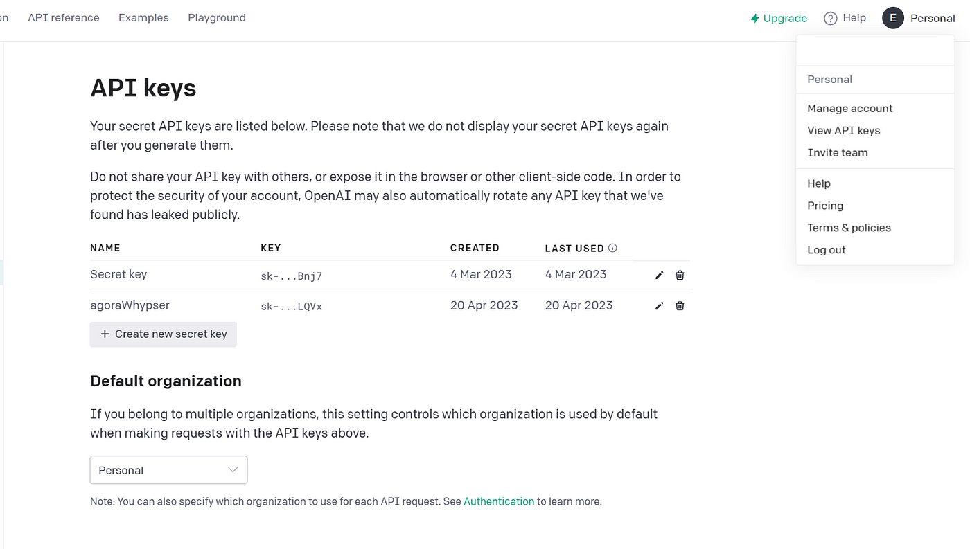 Build a Video Call Application with Transcription With React Native and Agora SDK- API reference OpenAI