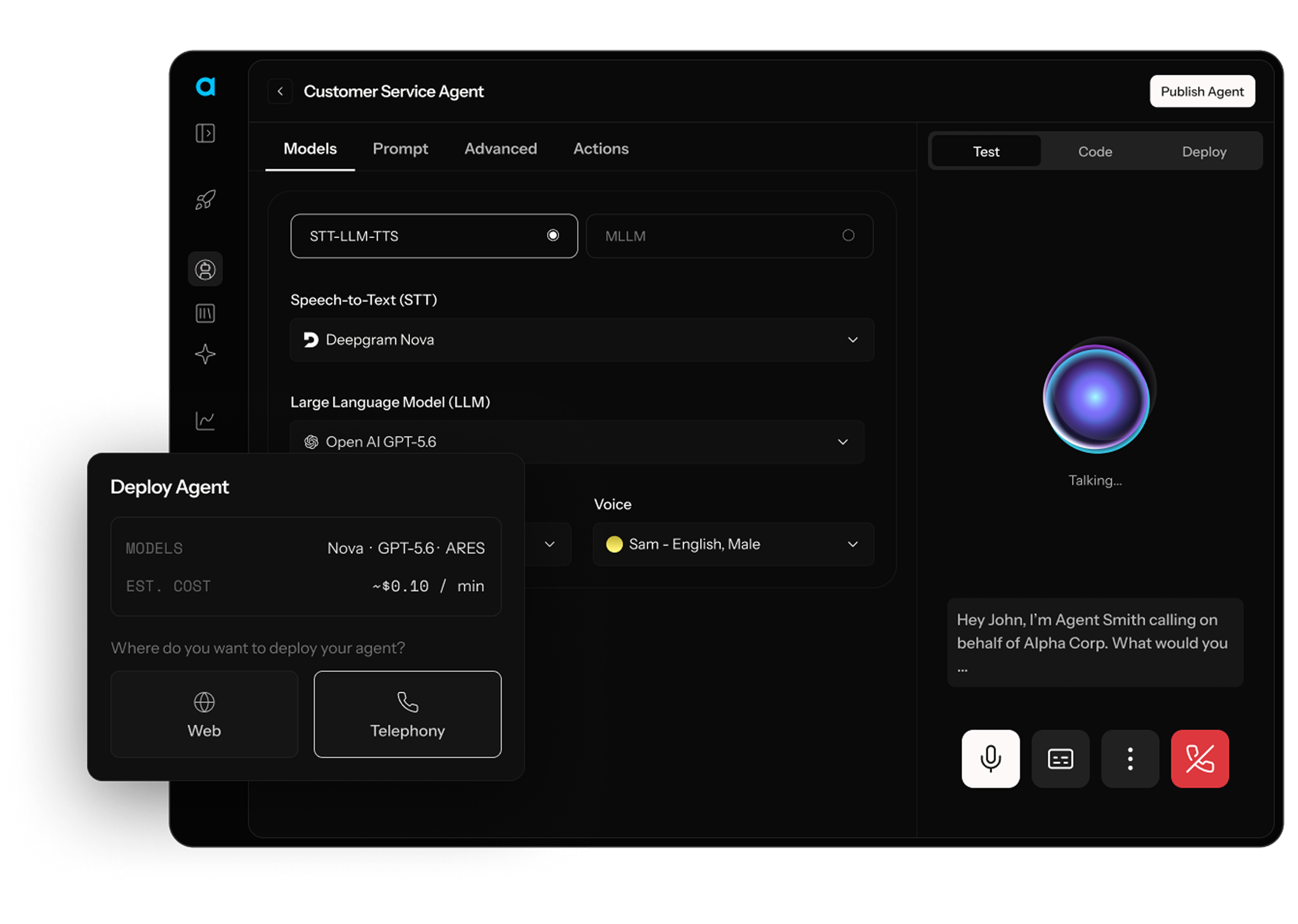 Design, deploy, and optimize production-ready voice AI agents in minutes, with the visual development environment for Agora Conversational AI Engine.