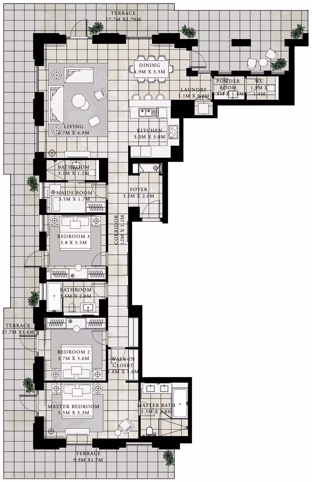 VIDA Residences 3-Bedroom Apartments