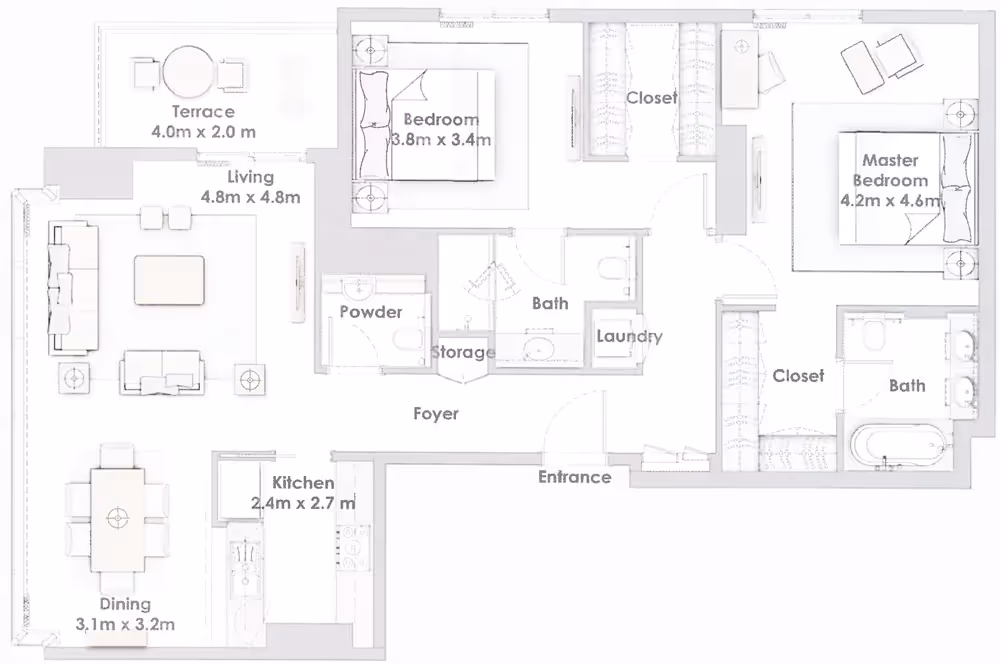 Creek Residences 2-Bedroom Apartments