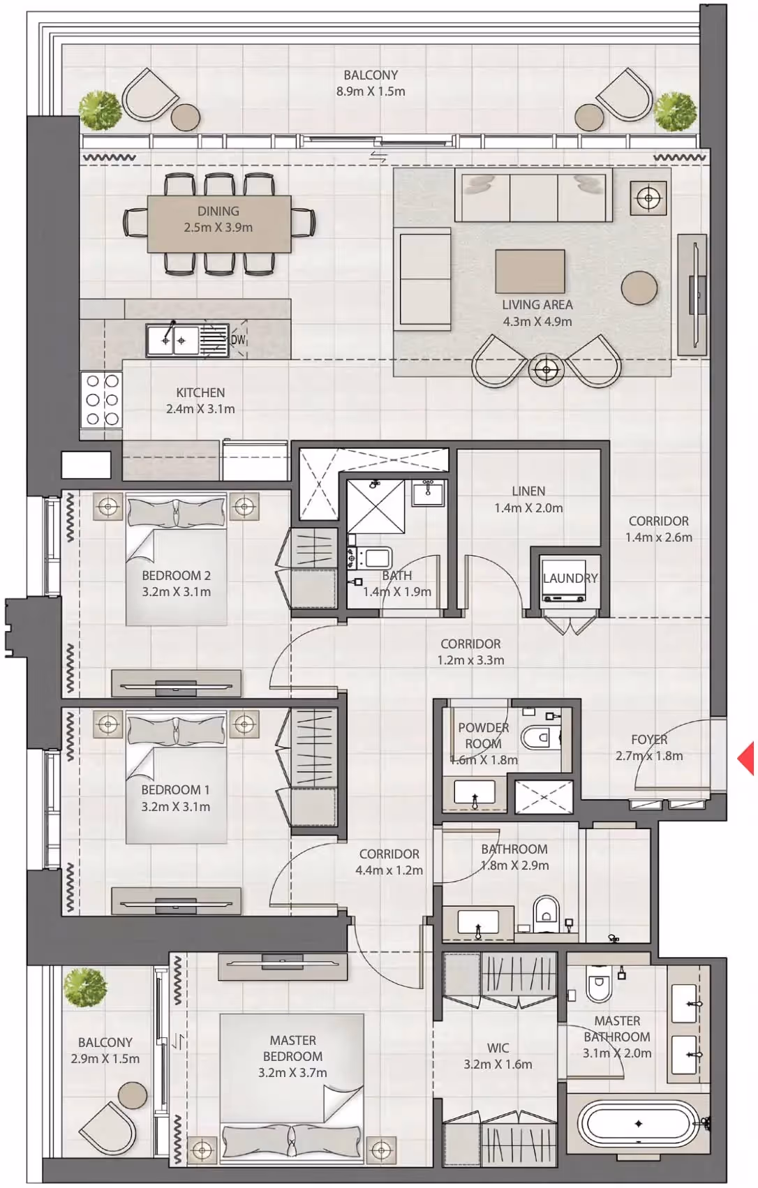 Creek Rise 3-Bedroom Apartment