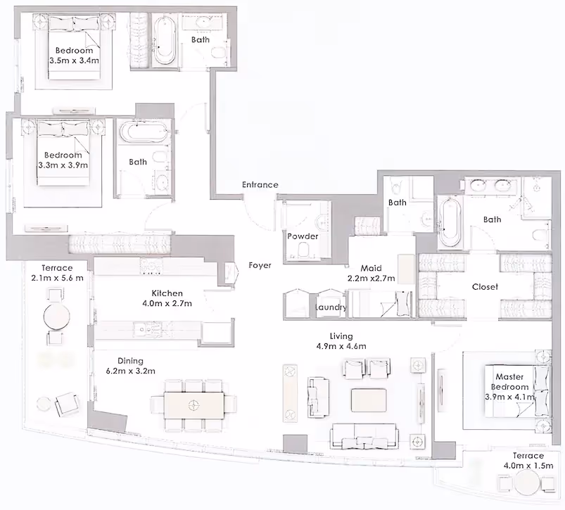 Creek Residences 3-Bedroom Apartments