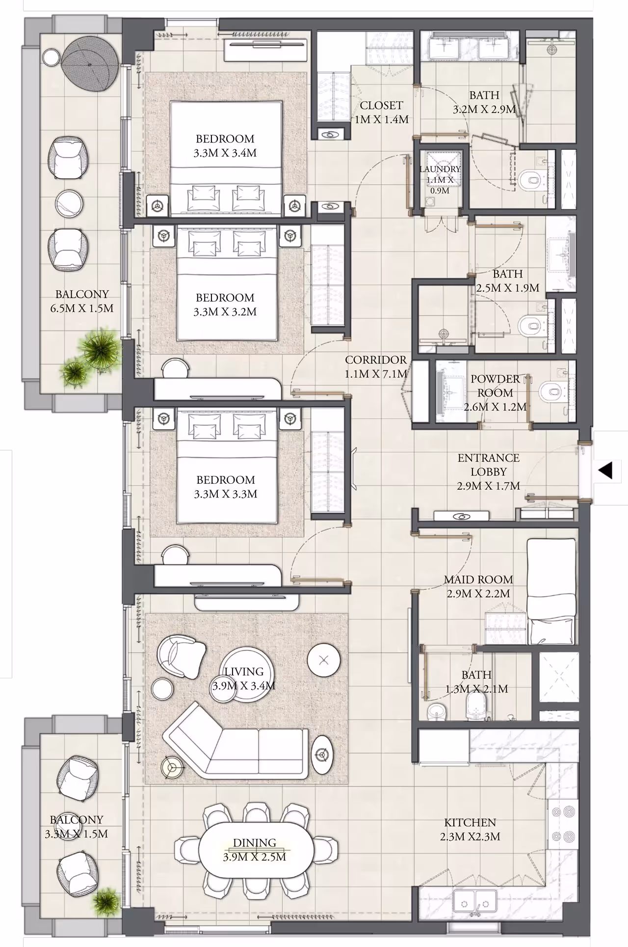 Savanna 3-Bedroom Apartment 