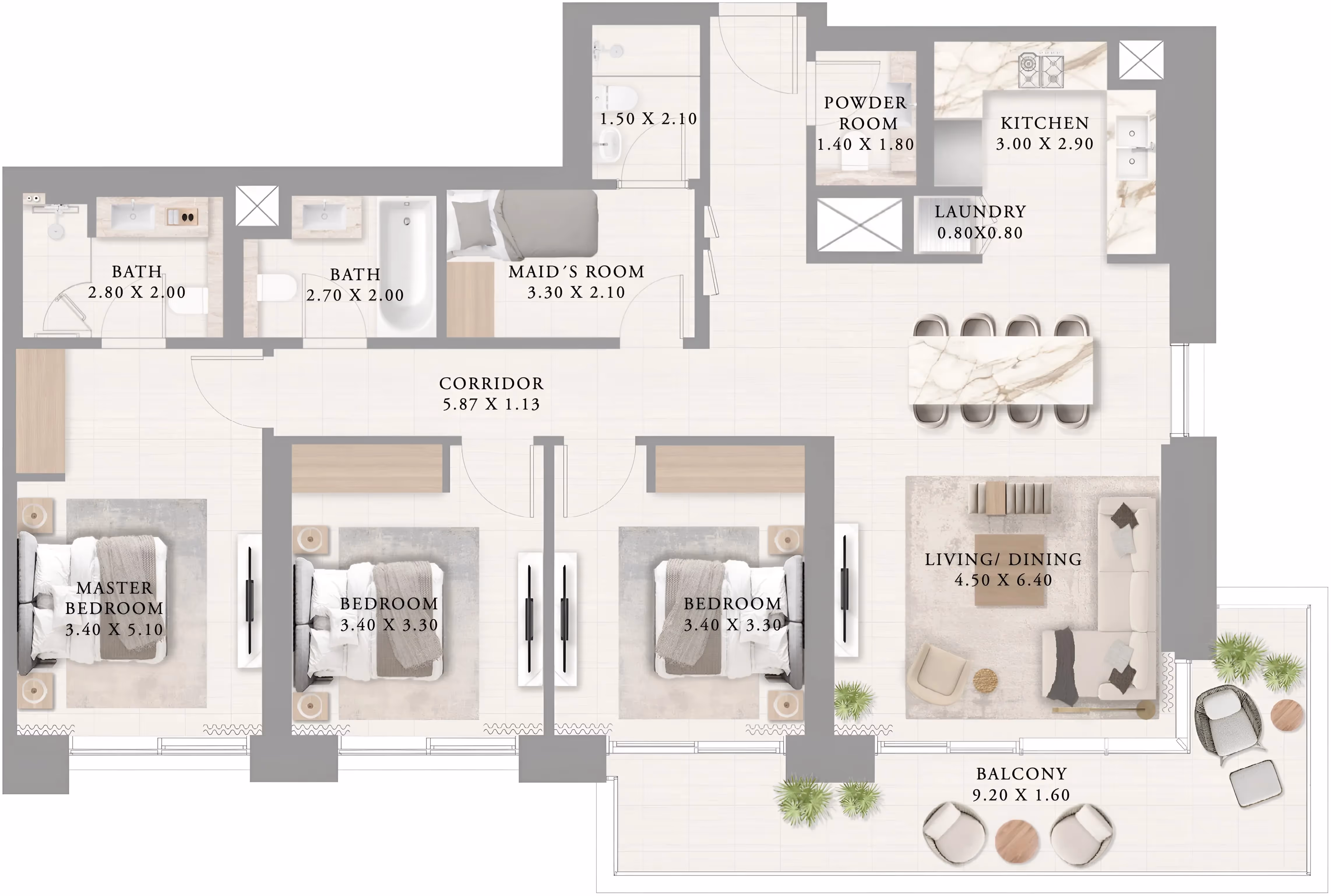 Palace Residences North 3-Bedroom Apartment 