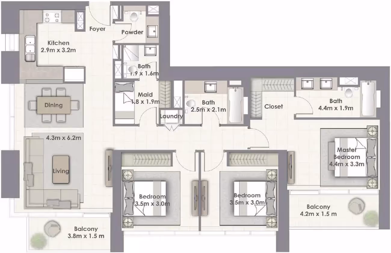 Creekside 3-Bedroom Apartments