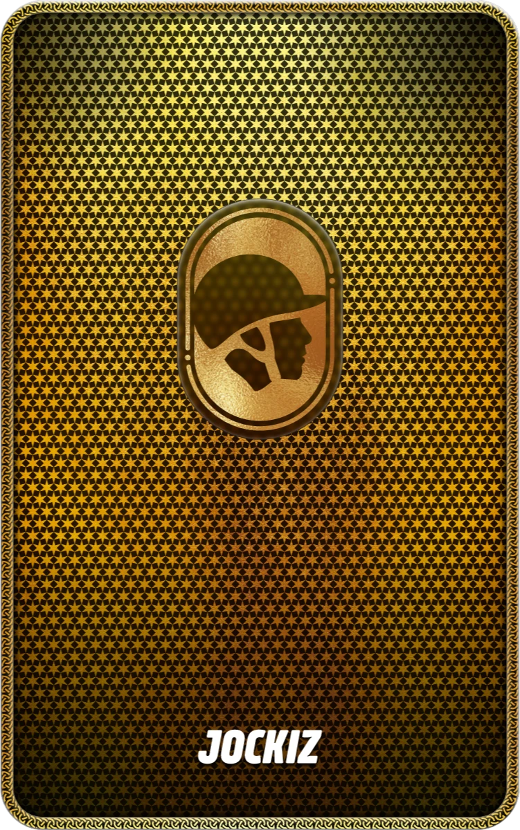 A gold background with a helmet on it.