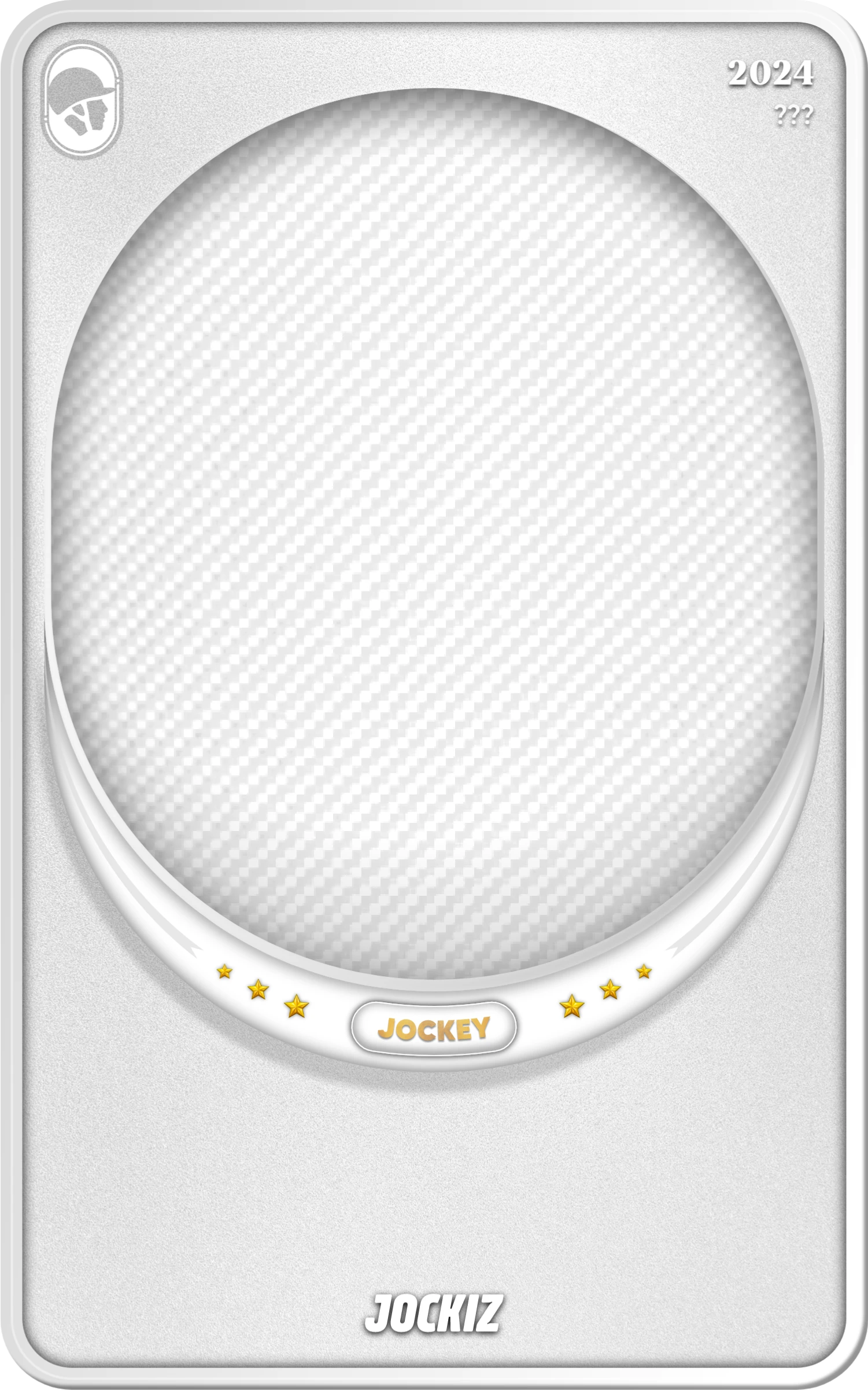 A white button with stars on it.