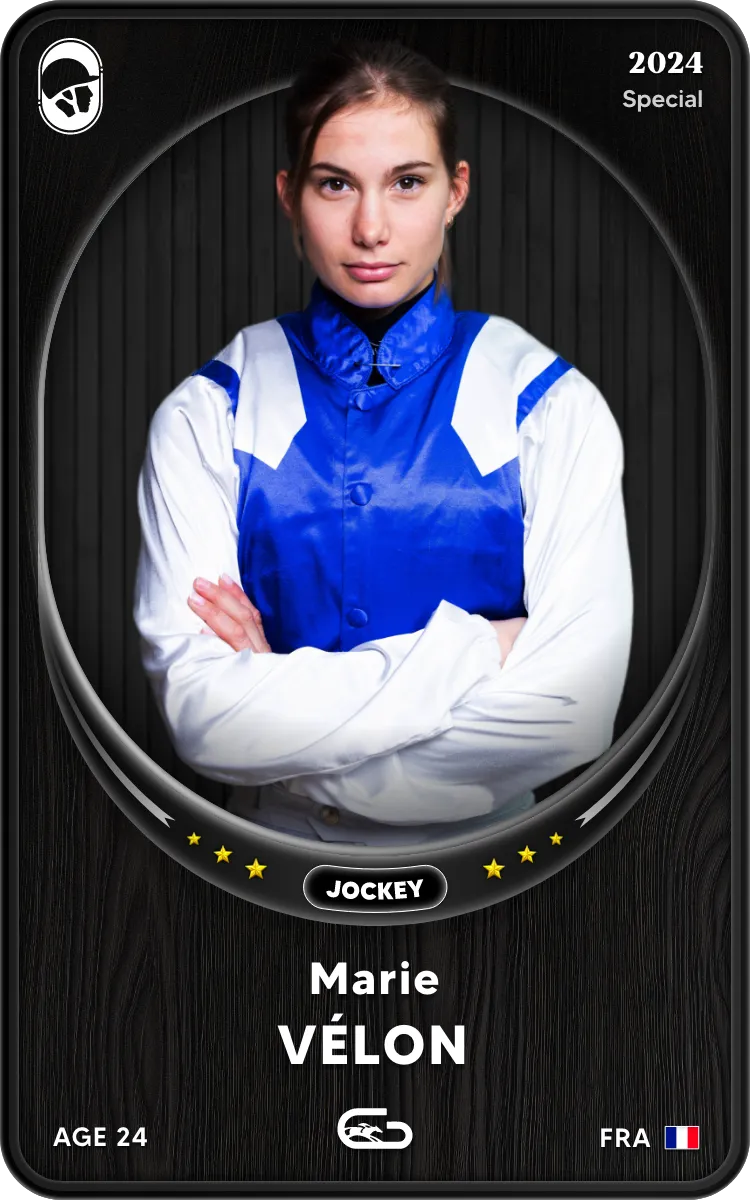 A woman in a blue and white jacket with her arms crossed.