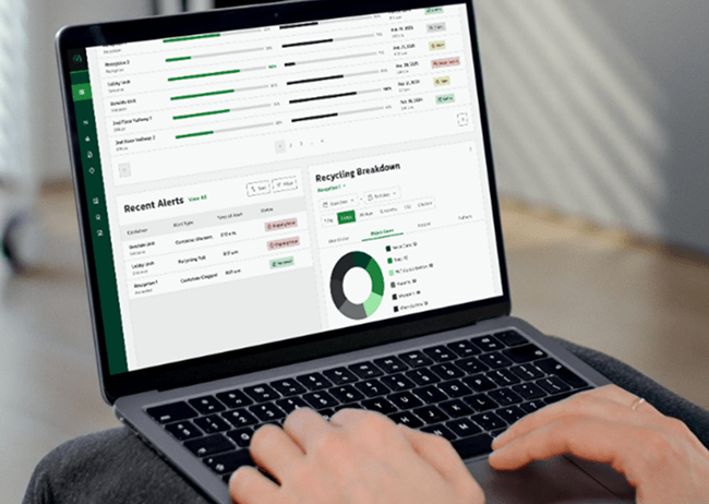 Someone on a laptop browsing their organization overview on the MyMatR dashboard