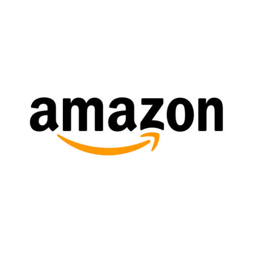 Amazon logo with black text and a curved orange arrow underneath.