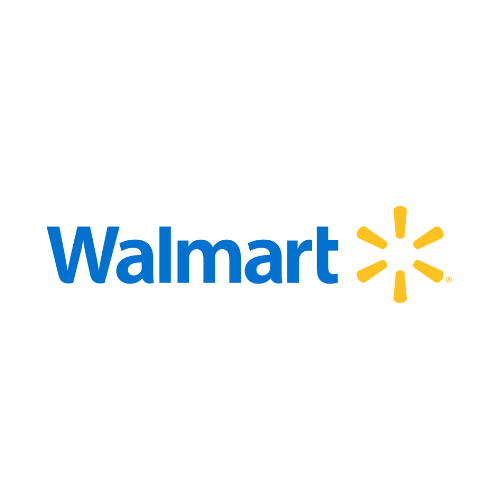 Walmart logo with blue text and yellow spark symbol.