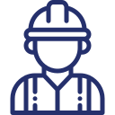 Icon of a contractor wearing a hard hat and safety vest