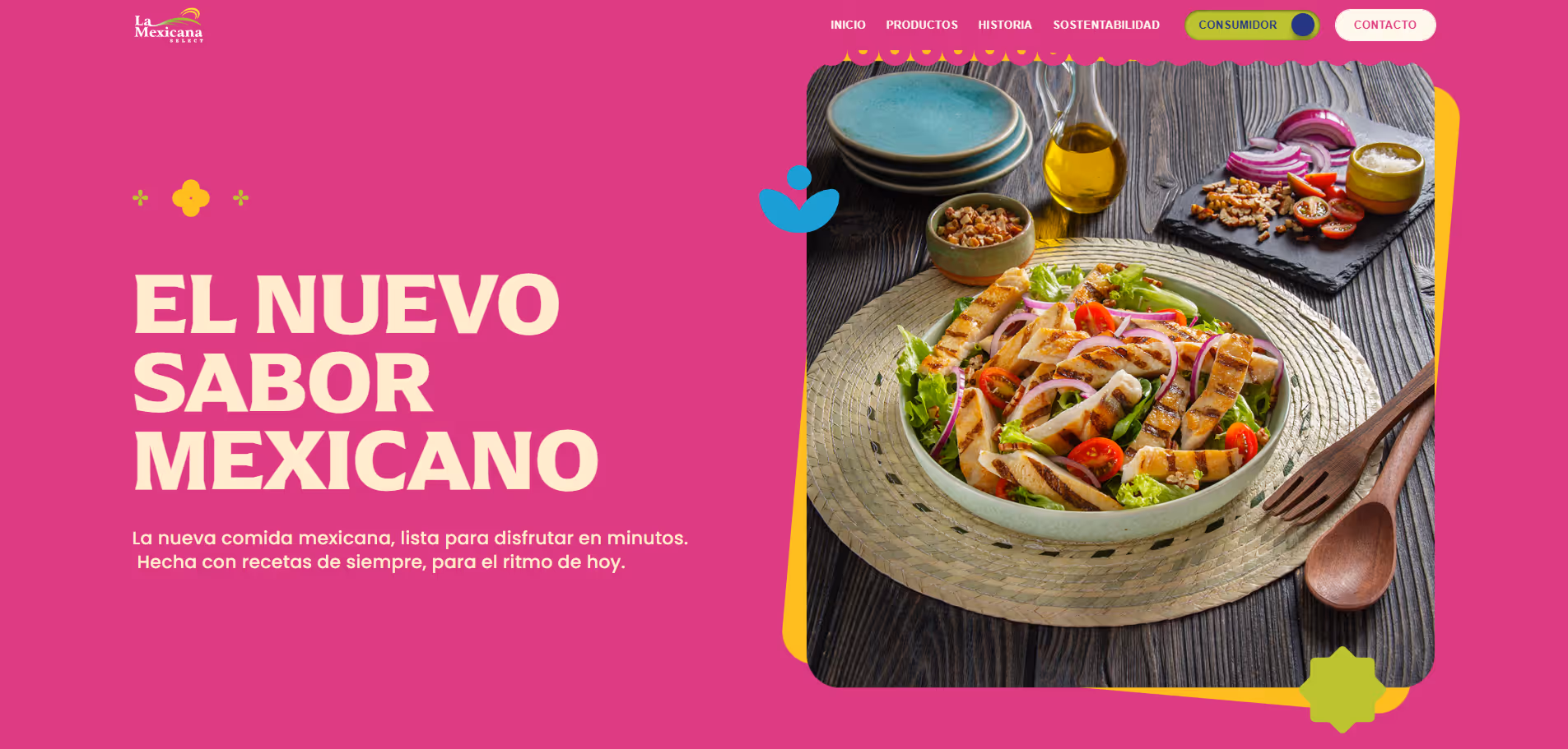 Grilled chicken salad with lettuce, cherry tomatoes, and red onions on a round plate with olive oil and seasoning ingredients on a wooden table.
