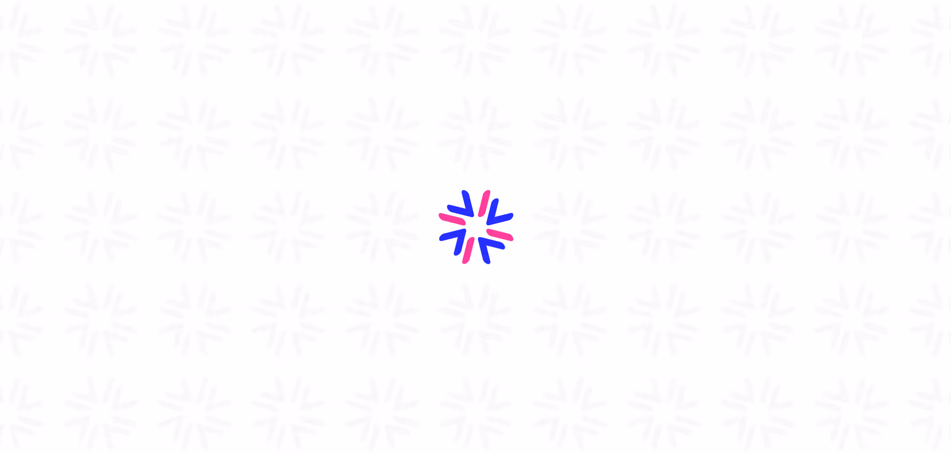 Abstract star-shaped symbol with alternating blue and pink arrow-like segments on a white patterned background.