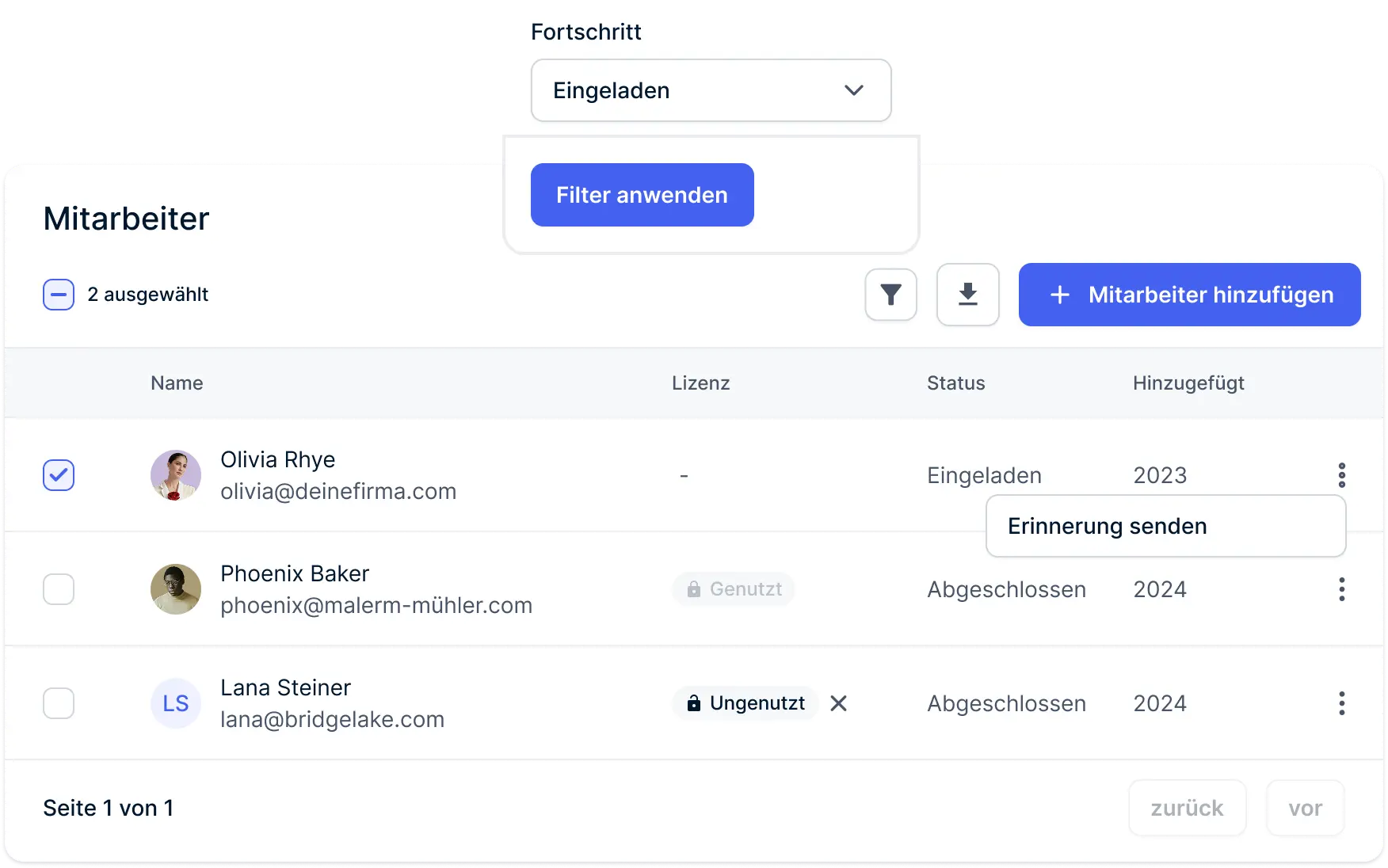 Einladungen und Erinnerungen