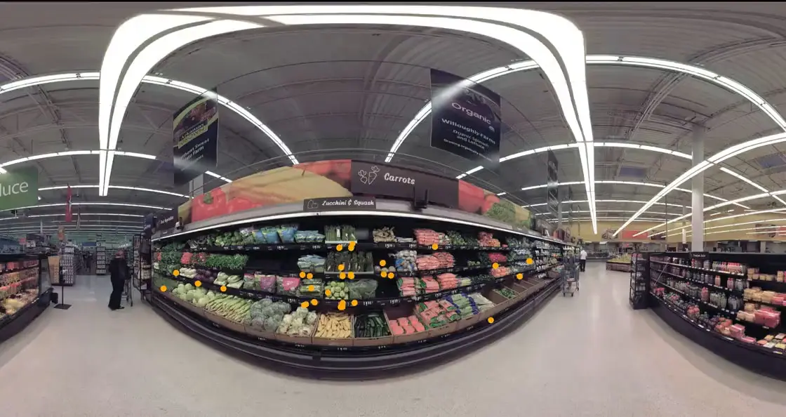 VR eye tracking hot spots in a grocery store