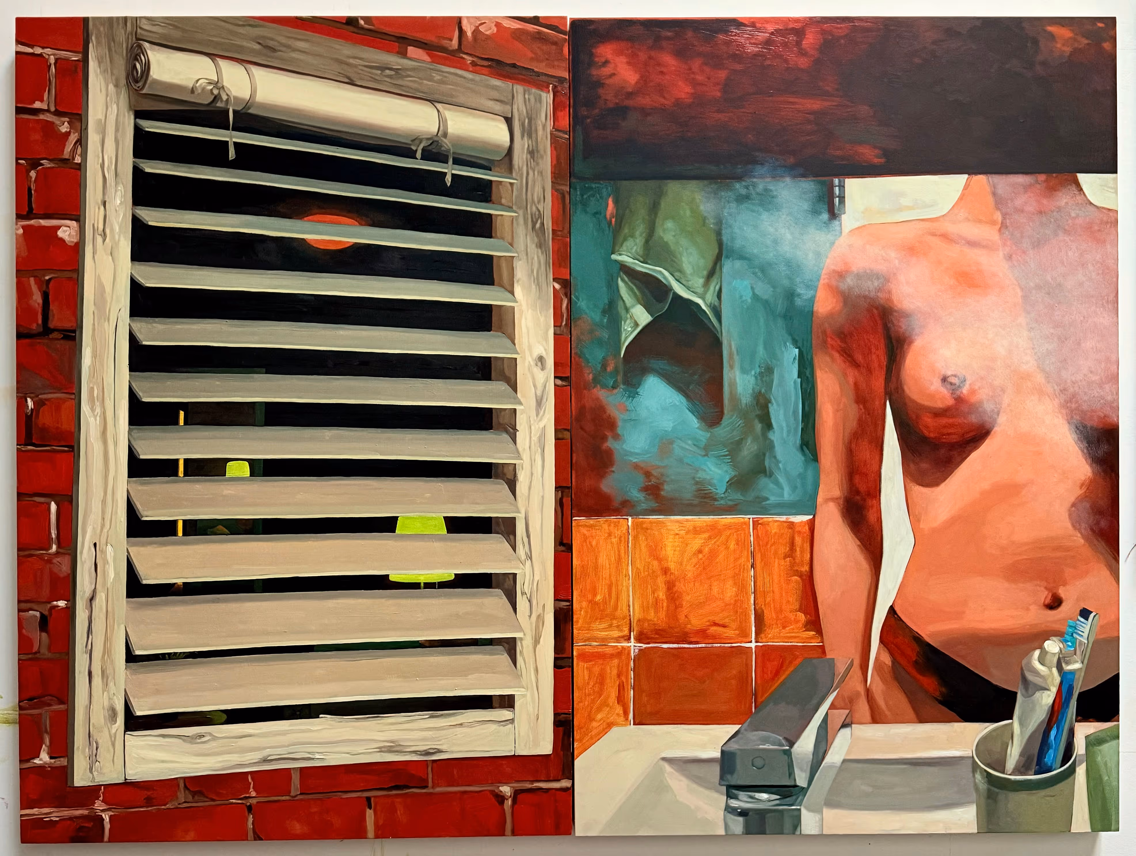 Looking Out, 2024, Oil on wood panel, 30 x 44 in