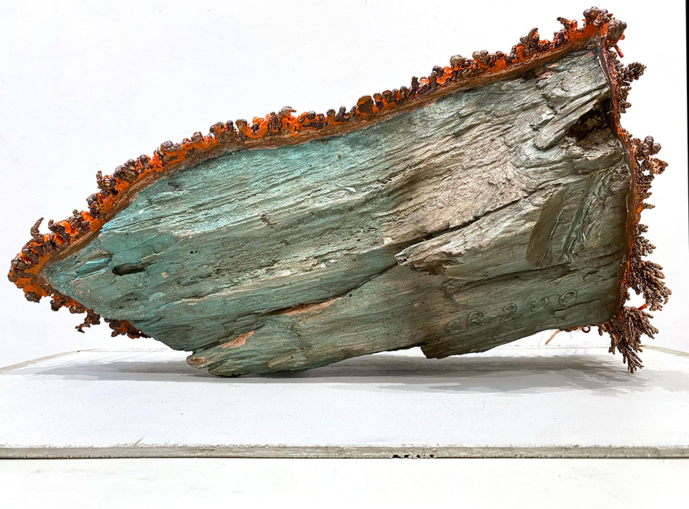 Xylella Fastidiosa (detail), Electrotype copper, wood, steel mesh, 2023, 30.3 x 47.2 x 47.2 inches