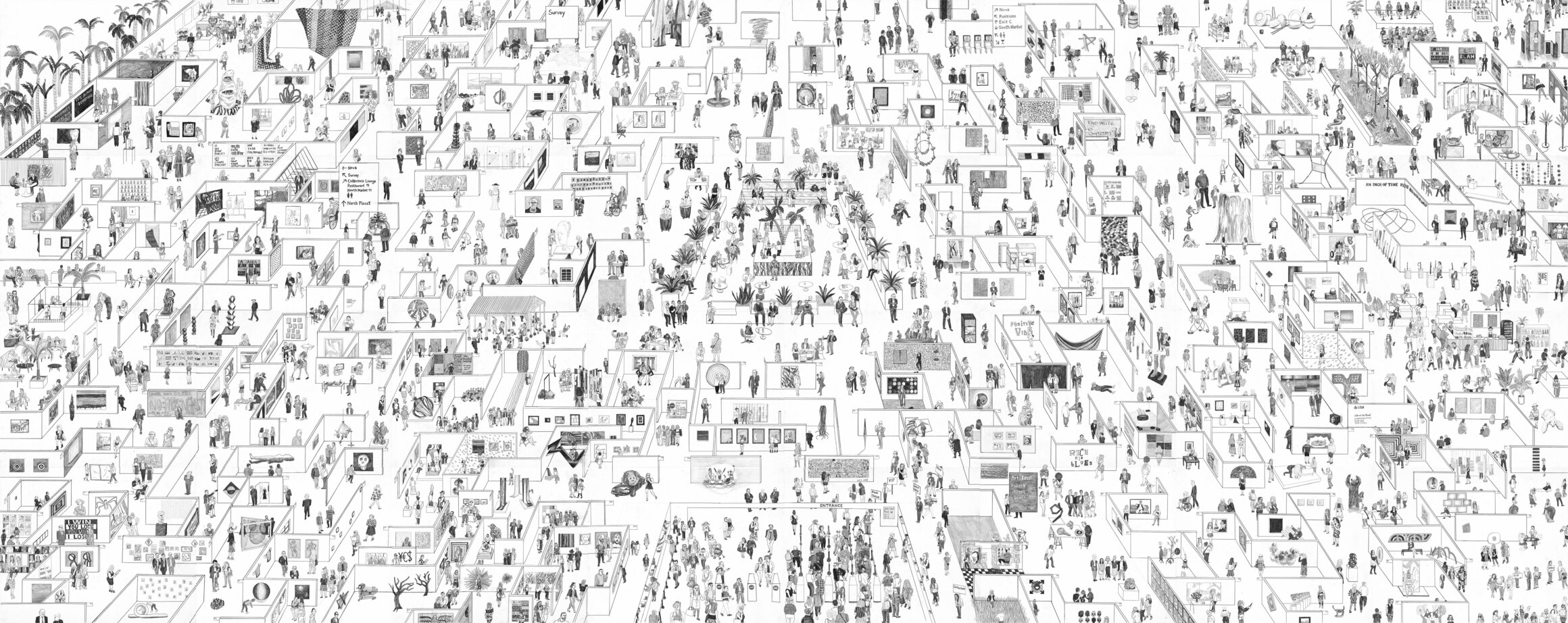 Hai-Hsin Huang, 'Art Basel' 2019, 72 x 192 in, Pencil on paper