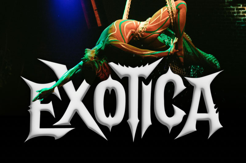 Exotica 2026 Show Image Aerial Performer over Logo