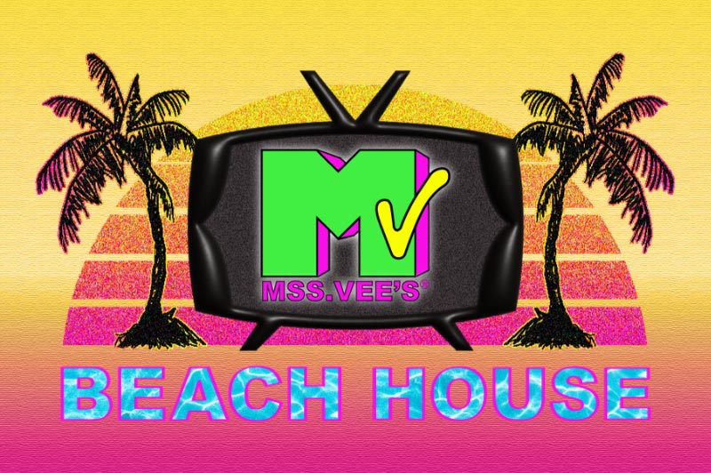 Mss Vees Beach House 2026 Show Image Aerial Performer over Logo