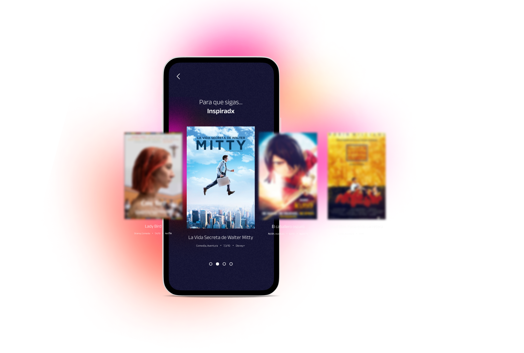 Mockup de una pantalla de la app