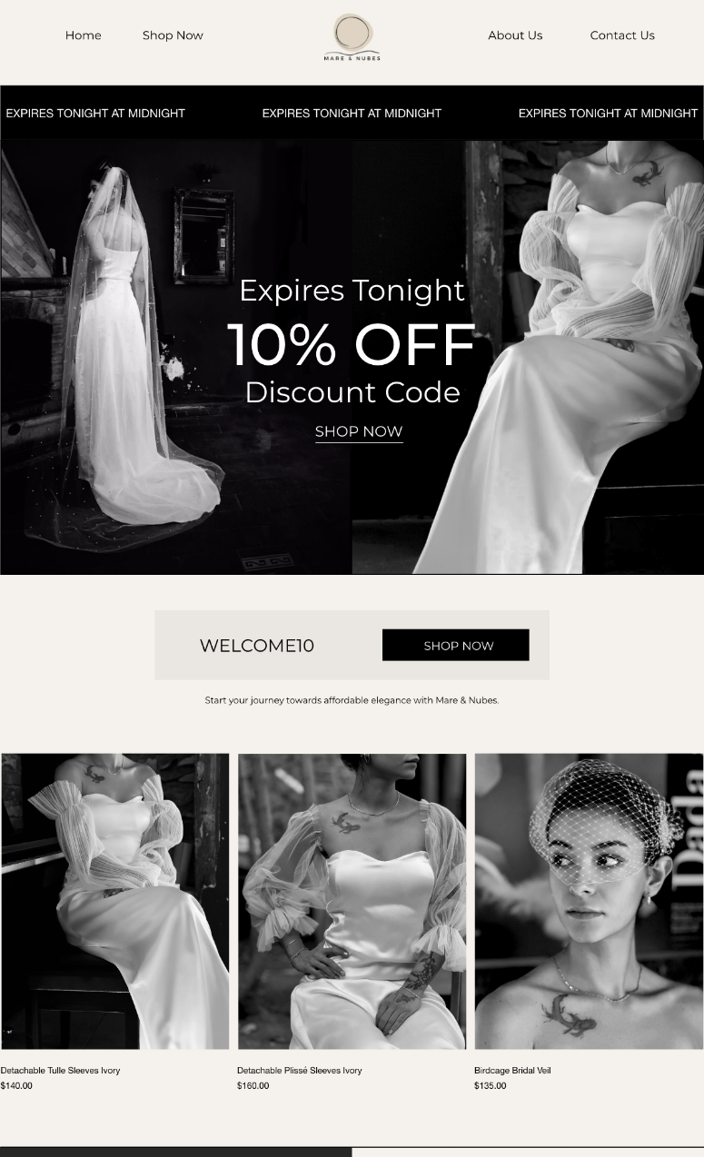 Mare & Nubes email campaign
