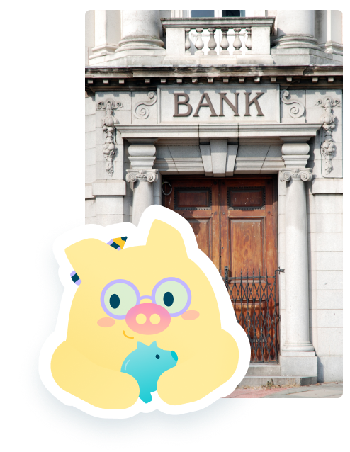 piggy sticker with bank photo image