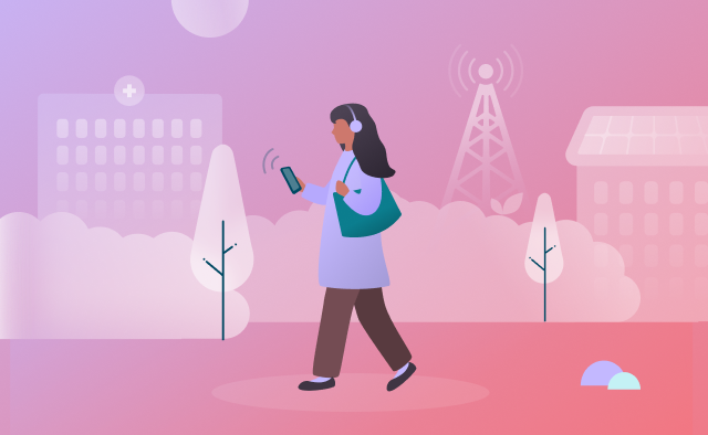 Illustration of a person walking in the city