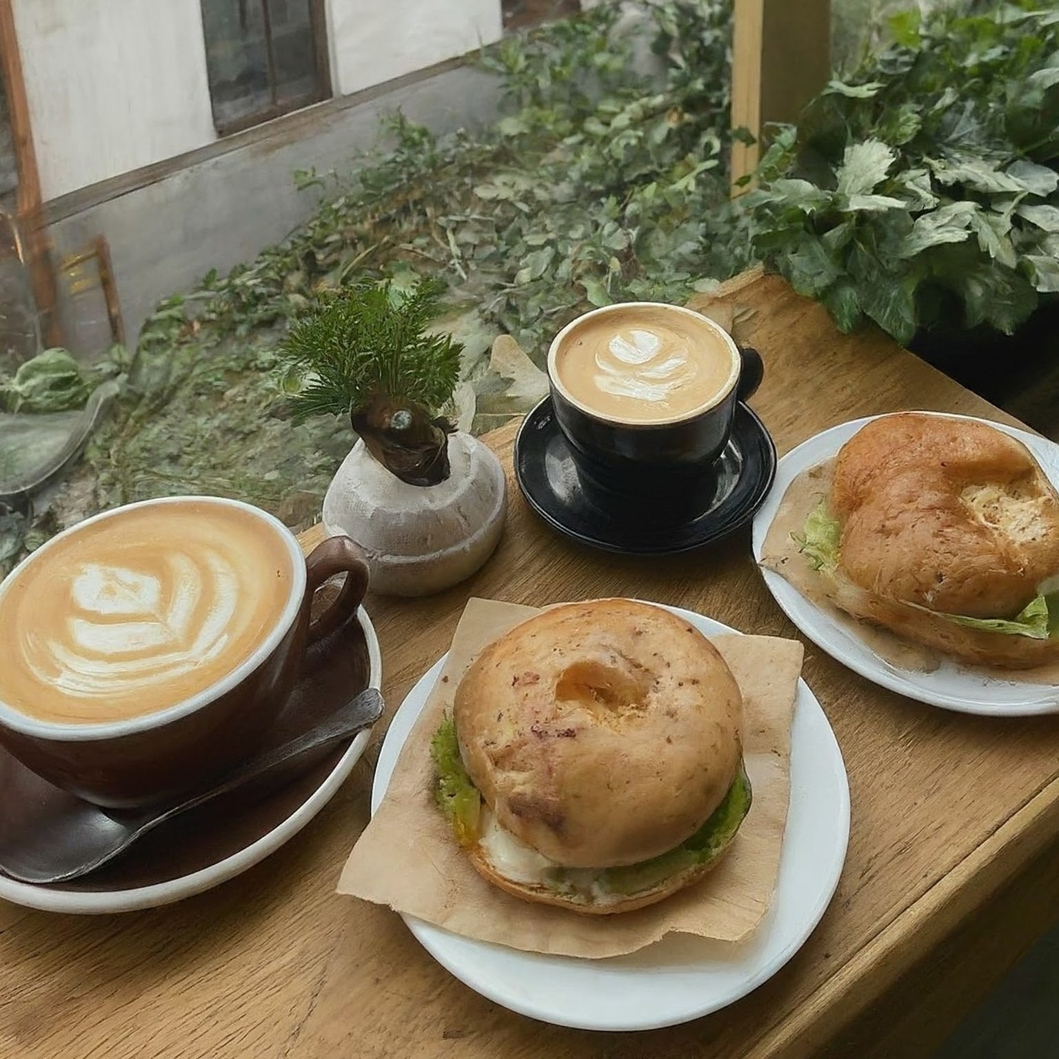 Table with cafe food items