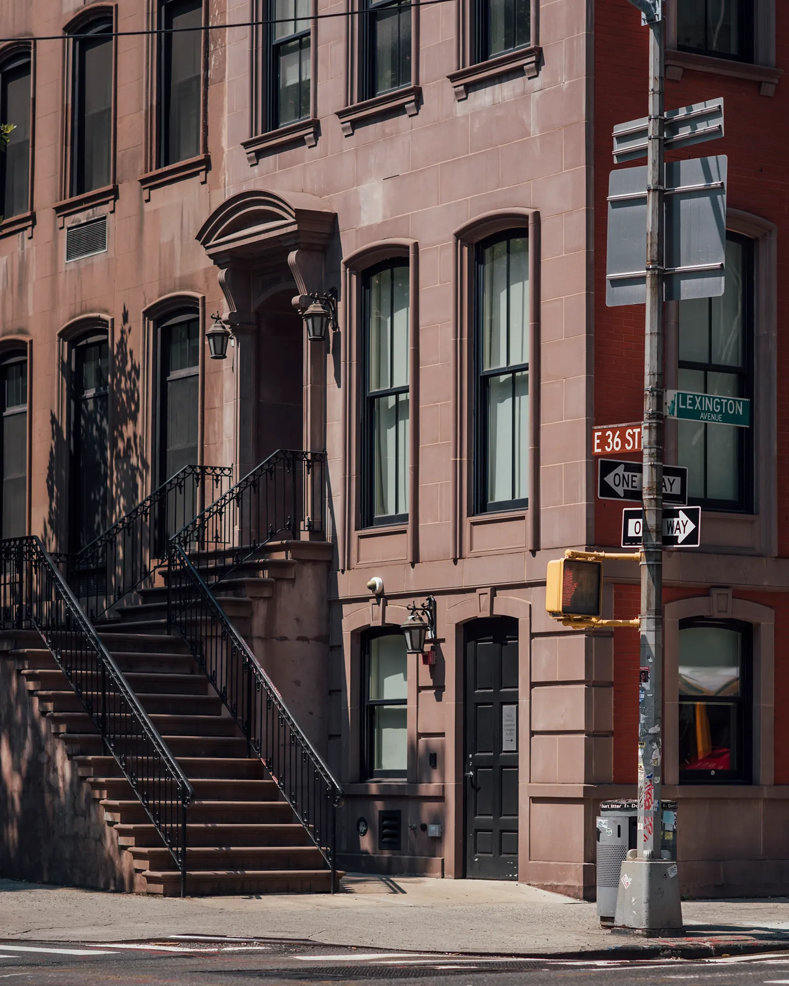 A building featuring a prominent red door, showcasing its unique architectural style.
