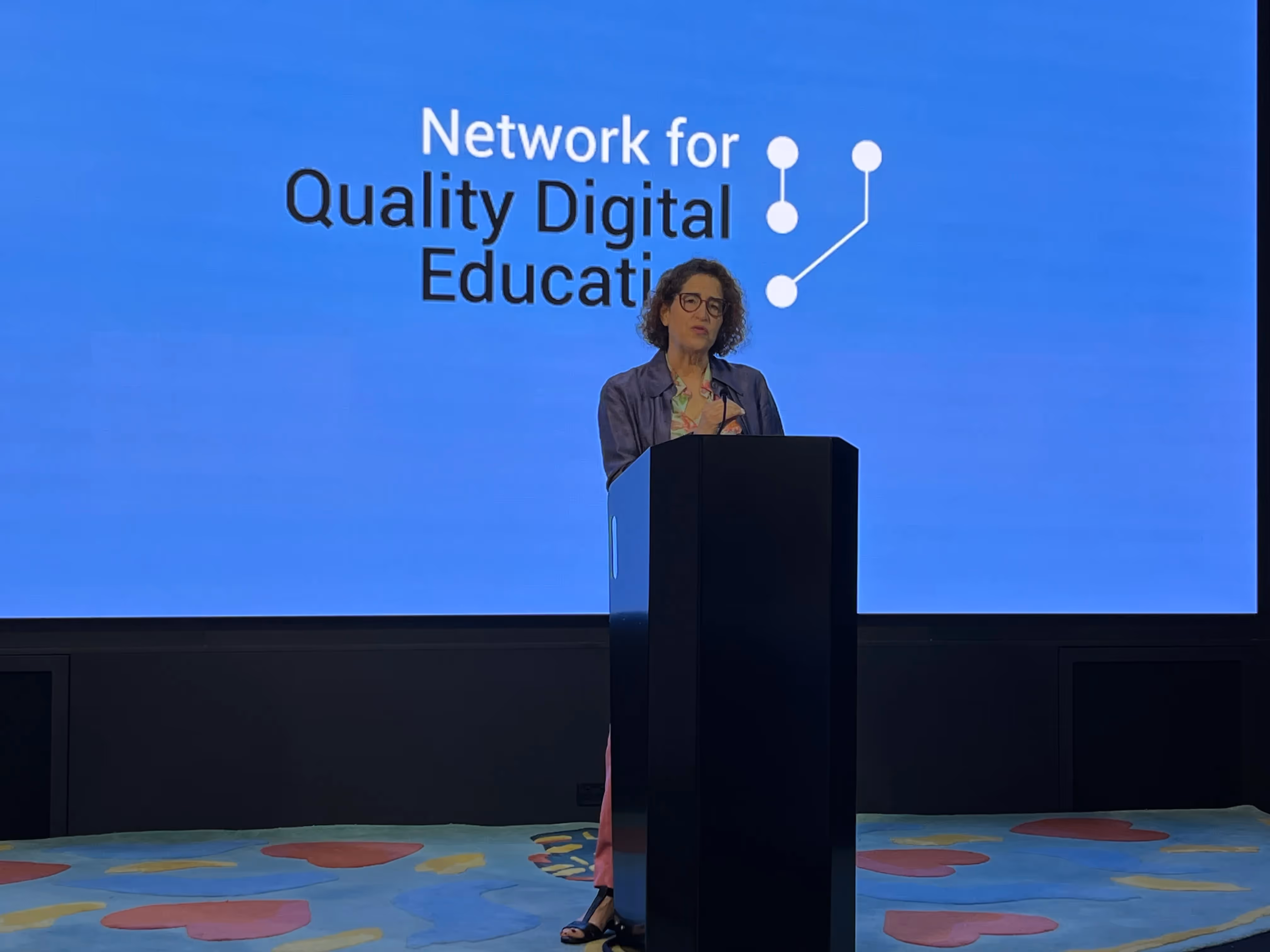 Leslie Loble at the launch of the Network for Quality Digital Education
