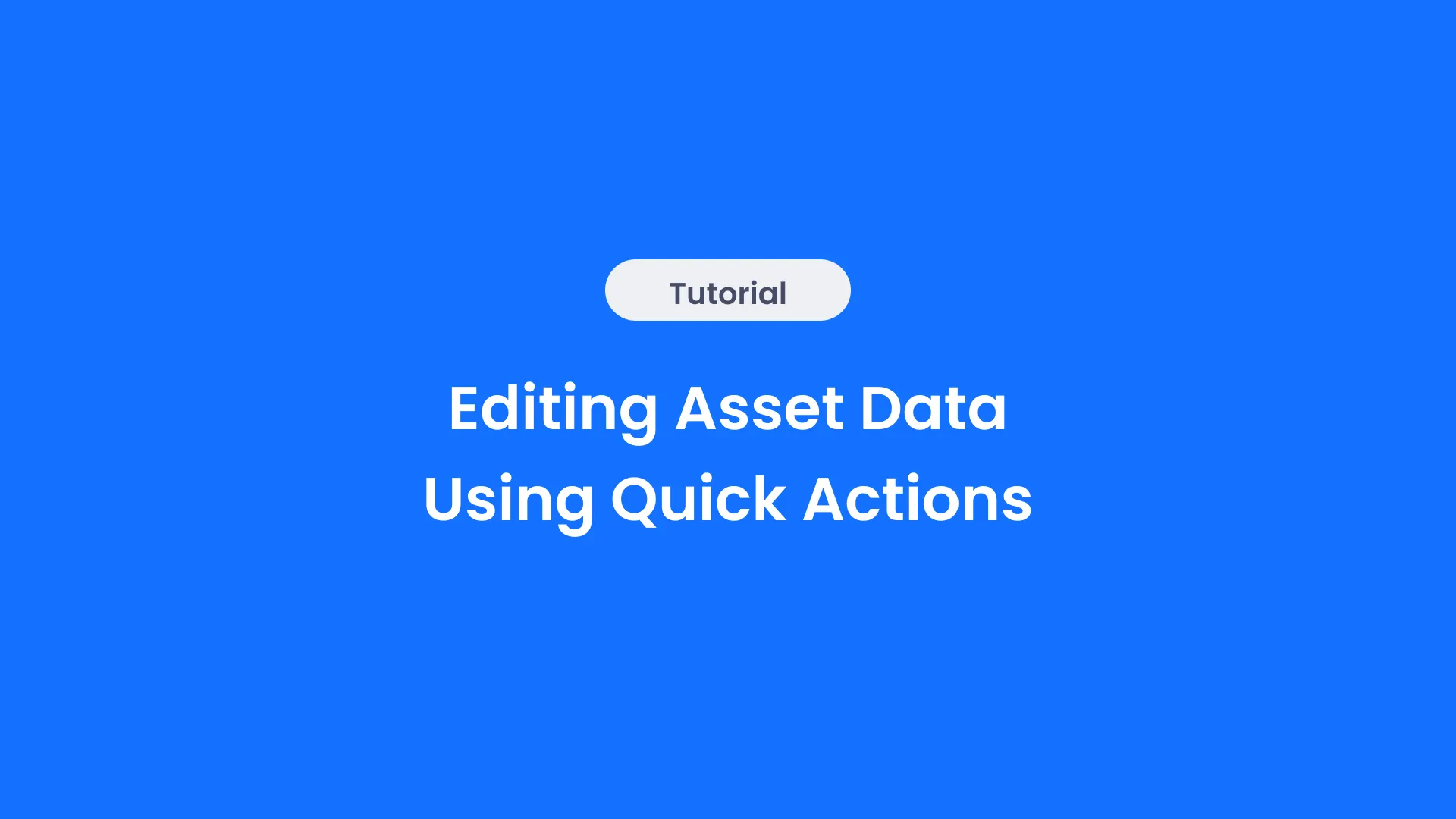 Editing Asset Data Using Quick Actions