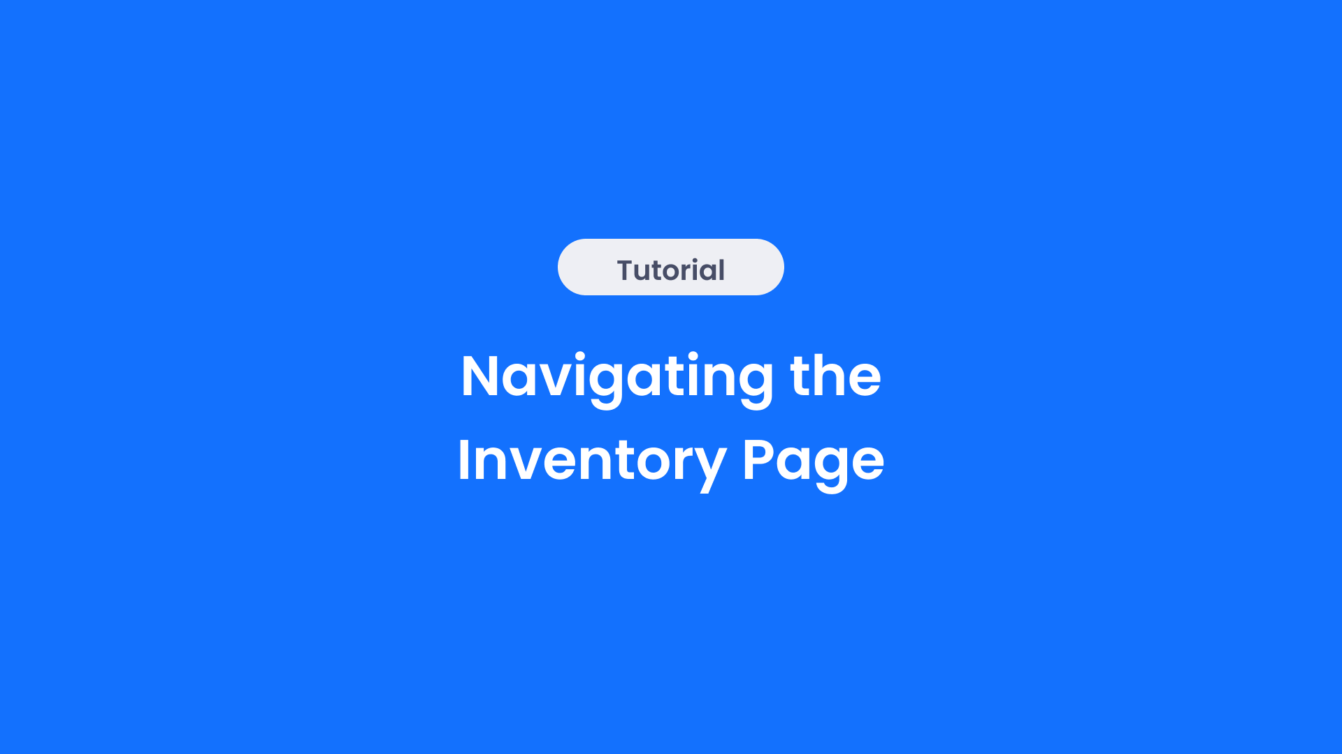 Navigating the Inventory Page