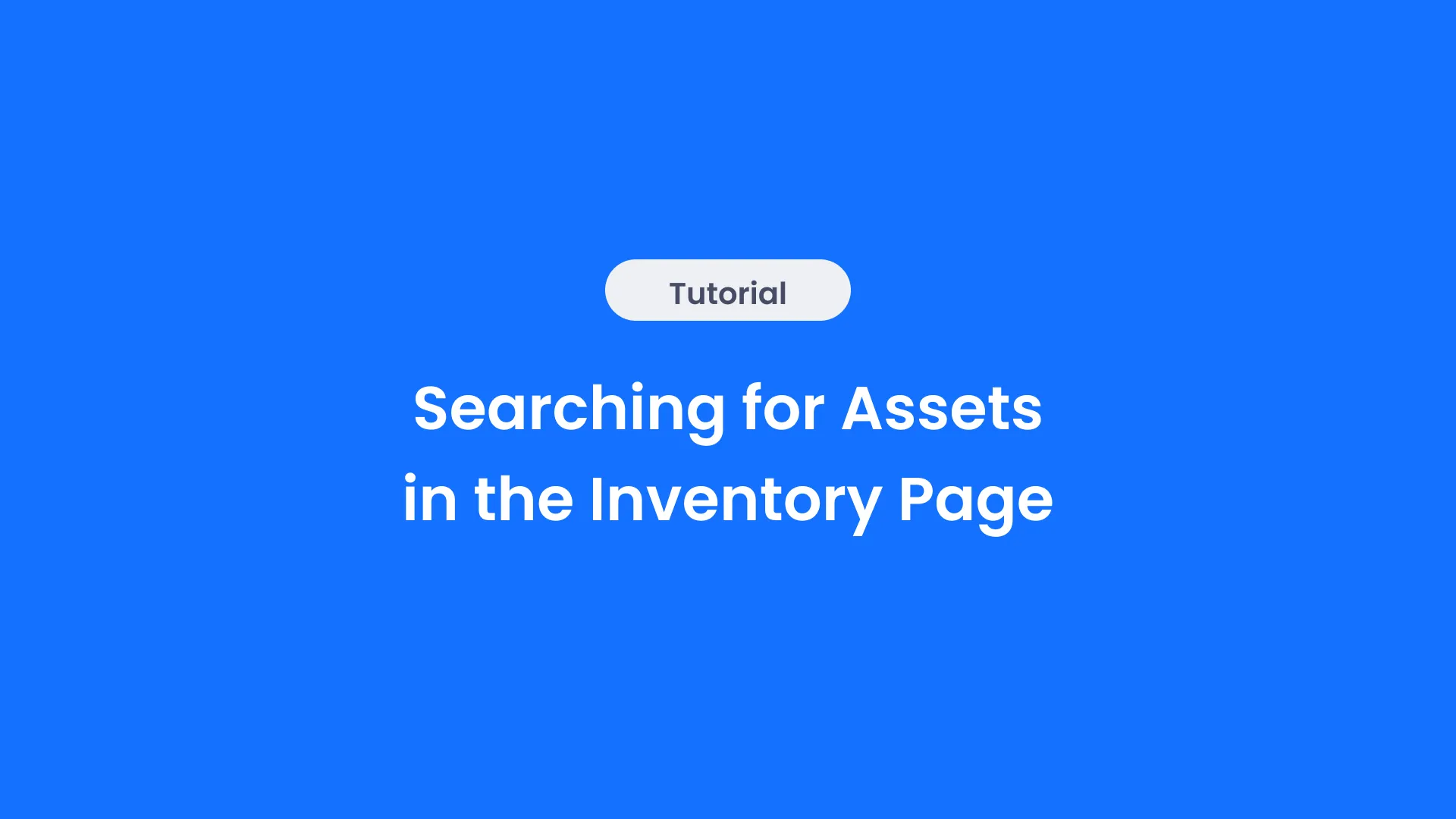 Searching for Assets in the Inventory Page