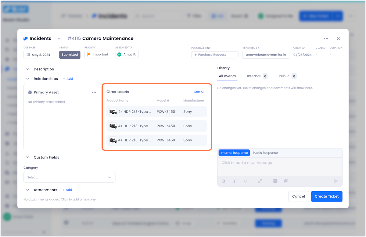 Your related assets will show up in the relationships section.